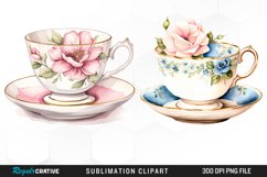 Watercolor Vintage Teacup Illustration Clipart Product Image 1