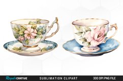 Watercolor Vintage Teacup Exquisite Clipart Product Image 1
