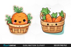 Watercolor Carrot in Basket Image Clipart Product Image 1