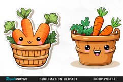 Watercolor Carrot in Basket Clipart Product Image 1
