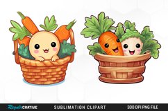 Watercolor Carrot in Basket Design Clipart Product Image 1