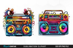 Watercolor Retro tape player Design Clipart Product Image 1