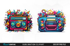 Watercolor Retro tape player Graphics Clipart Product Image 1