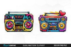 Watercolor Retro tape player Graphics Set Clipart Product Image 1