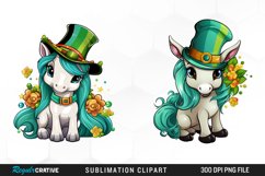 Watercolor Green Unicorn Sublimation PNG Clipart Product Image 1
