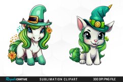 Watercolor Green Unicorn PNG Clipart Product Image 1