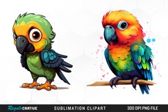 Watercolor Baby Parrot Sublimation PNG Clipart Product Image 1