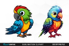 Watercolor Baby Parrot Fun Clipart Product Image 1