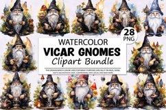 Watercolor Vicar Gnome Clipart Bundle,Watercolor Clipart,Gnome Art,Gnome Png,Gnome Clipart,Gnome Illustration,