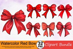 Watercolor Red Bow Clipart Bundle Product Image 1
