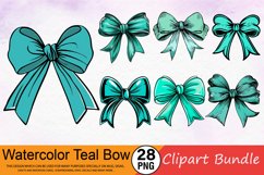 Watercolor Teal Bow Clipart Bundle Product Image 1