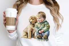 Watercolor Cute Baby Boy and Dog PNG Clipart Product Image 2