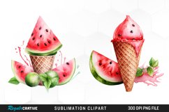 Watermelon Ice Cream Watercolor PNG Clipart Product Image 1