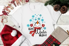 Christmas SVG Warm Winter Wishes, Snowman SVG Snowflakes Product Image 1