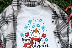 Christmas SVG Warm Winter Wishes, Snowman SVG Snowflakes Product Image 2