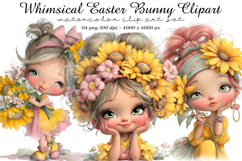 Whimsical Sunflower Girl Clipart Product Image 1