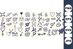 Hand Drawn Arrow Heart Clipart Set For Valentines Product Image 1