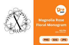 Magnolia Rose Floral Monogram Product Image 1