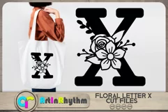 Floral letter X svg cut file / Botanical alphabet SVG Product Image 1