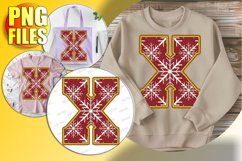 X Doodle Letter Style PNG Merry Winter Design! Product Image 1