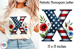 Patriotic Floral Alphabet Clipart, Patriotic Monogram PNG Product Image 1