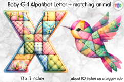 Cute Patchwork Baby Alphabet and Baby Animals PNG, Monogram Product Image 1