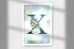 Christmas Watercolor Letter, Monogram X. Sublimation Design. Product Image 3