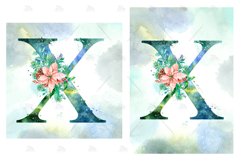 Christmas Watercolor Letter, Monogram X. Sublimation Design. Product Image 6