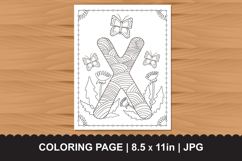 Letter X Coloring Page with Butterflies and Flowers Product Image 1
