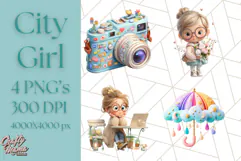 Kawaii City Girl PNG Clipart, Soft Dreamy Style Clip Art Product Image 1