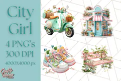 Kawaii City Girl PNG Clipart, Soft Dreamy Style Clip Art Product Image 1