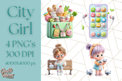 Kawaii City Girl PNG Clipart, Soft Dreamy Style Clip Art Product Image 1