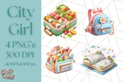 Kawaii City Girl PNG Clipart, Soft Dreamy Style Clip Art Product Image 1
