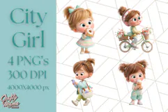 Kawaii City Girl PNG Clipart, Soft Dreamy Style Clip Art Product Image 1