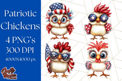 Patriotic Chicken Clipart Png, Funny 4th of July PNG Graphic Product Image 1