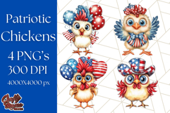 Patriotic Chicken Clipart Png, Funny 4th of July PNG Graphic Product Image 1