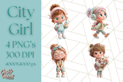 Kawaii City Girl PNG Clipart, Soft Dreamy Style Clip Art Product Image 1