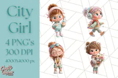Kawaii City Girl PNG Clipart, Soft Dreamy Style Clip Art Product Image 1