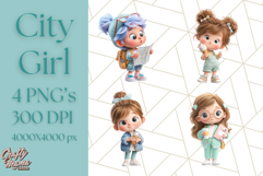 Kawaii City Girl PNG Clipart, Soft Dreamy Style Clip Art Product Image 1