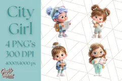 Kawaii City Girl PNG Clipart, Soft Dreamy Style Clip Art Product Image 1