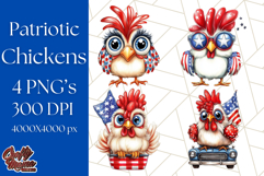 Patriotic Chicken Clipart Png, Funny 4th of July PNG Graphic Product Image 1