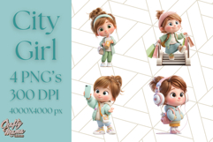 Kawaii City Girl PNG Clipart, Soft Dreamy Style Clip Art Product Image 1