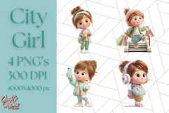 Kawaii City Girl PNG Clipart, Soft Dreamy Style Clip Art Product Image 1