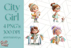 Kawaii City Girl PNG Clipart, Soft Dreamy Style Clip Art Product Image 1