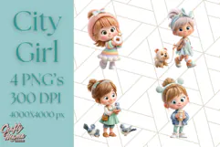 Kawaii City Girl PNG Clipart, Soft Dreamy Style Clip Art Product Image 1