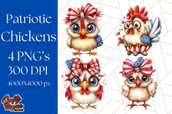 Patriotic Chicken Clipart Png, Funny 4th of July PNG Graphic Product Image 1