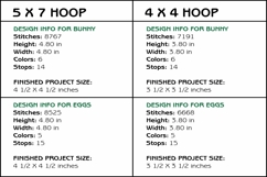 Egg &amp; Bunny Coasters - 4 x 4 and 5 x 7 Hoops Product Image 3