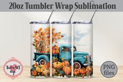 Embroidered 20oz Tumbler Design, Fall Pumpkin Truck Tumbler Product Image 1