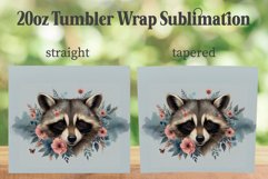 Raccoon 20oz Tumbler Wrap PNG, Flower Raccoon Tumbler PNG Product Image 2