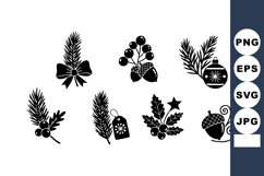 Christmas holiday pine branches with decorations and holly b Product Image 1